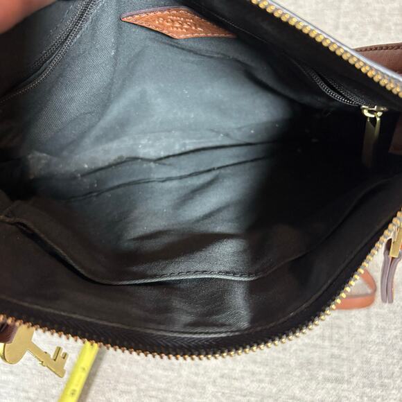 Fossil Crossbody Adjustable Strap Black Medium White Multi Top Zip - Picture 9 of 10